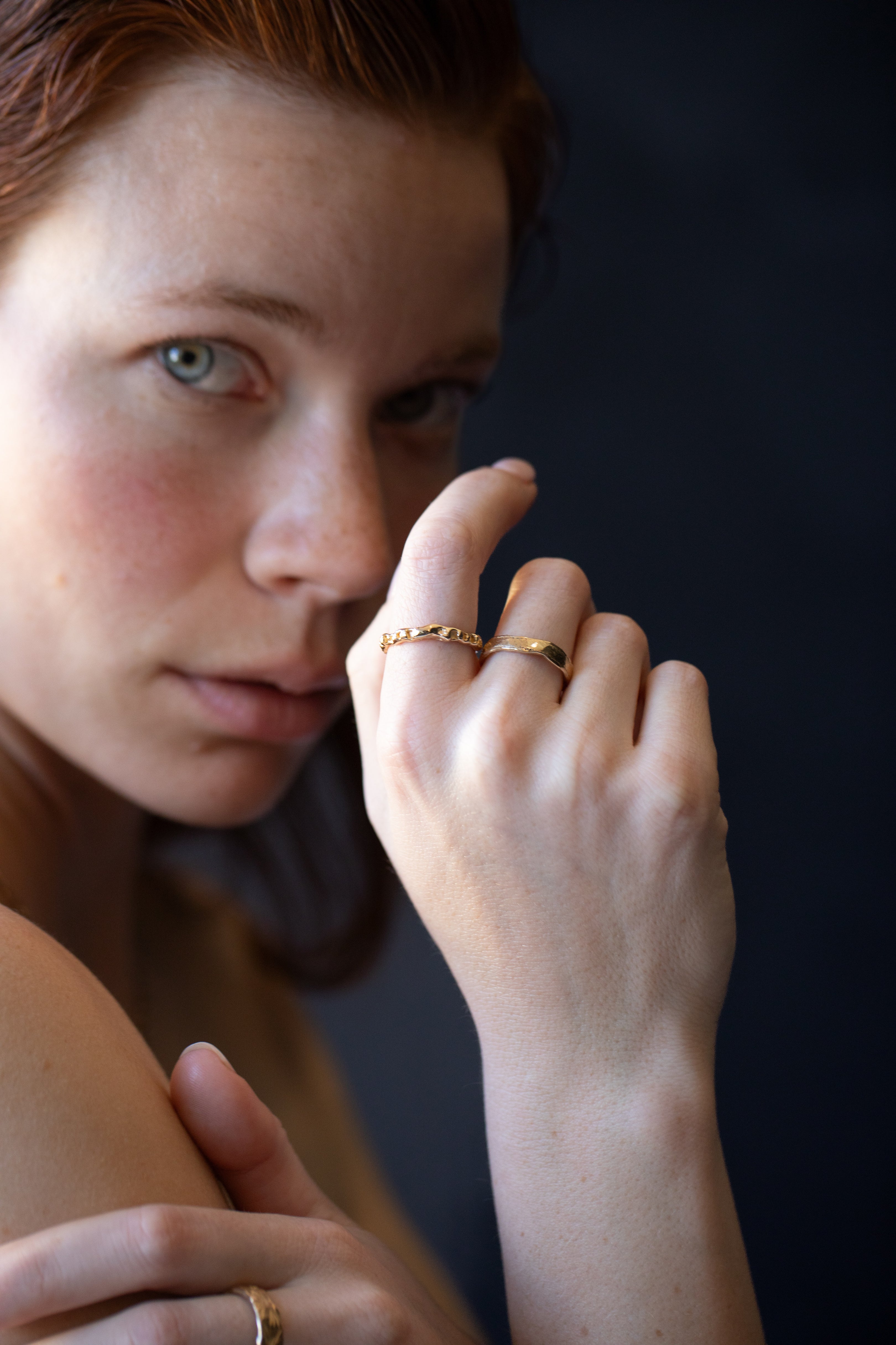 Side View of HALLE Stacker Ring Highlighting Sculptural Design