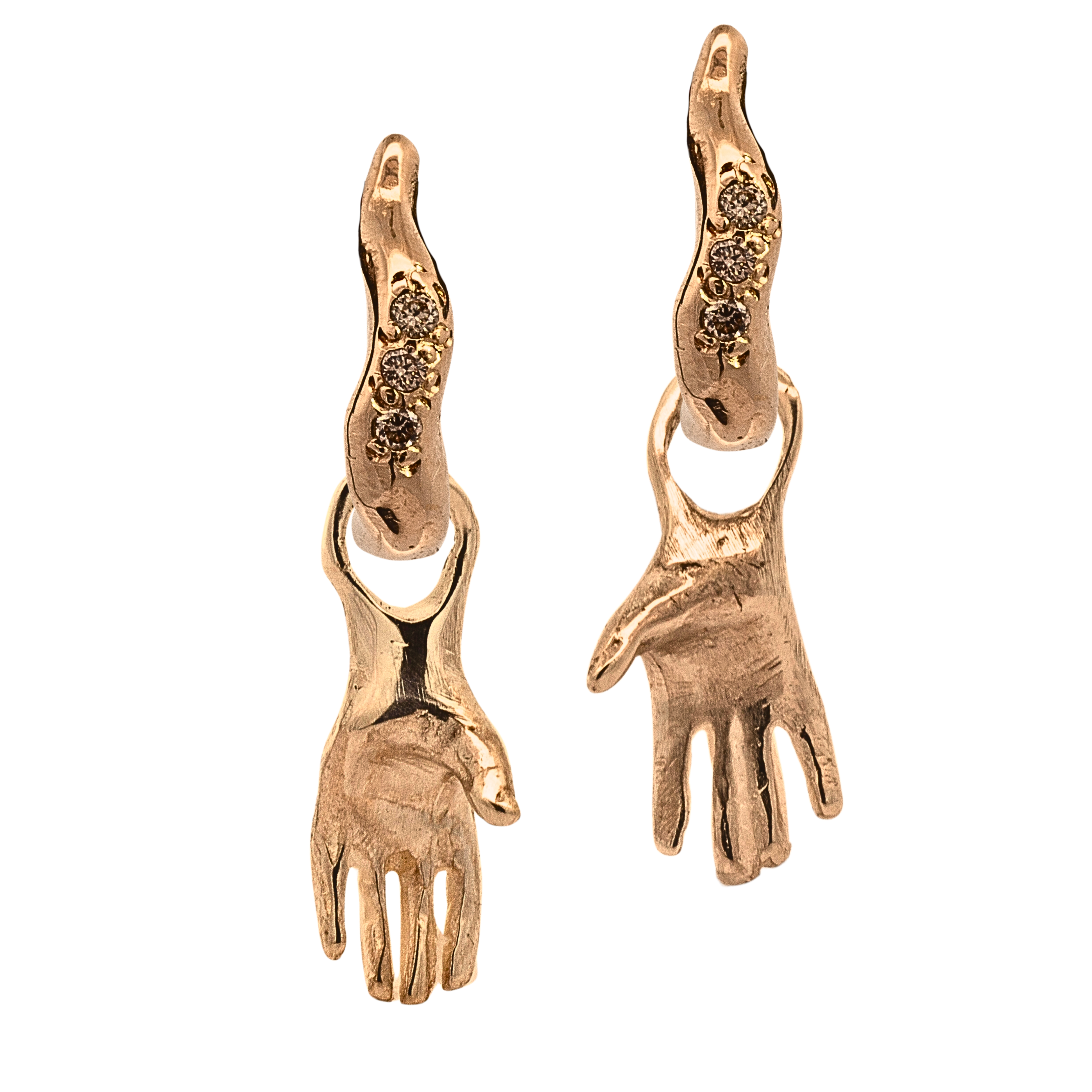 Side view of Mini Holding Hoop Charm highlighting hand-carved details