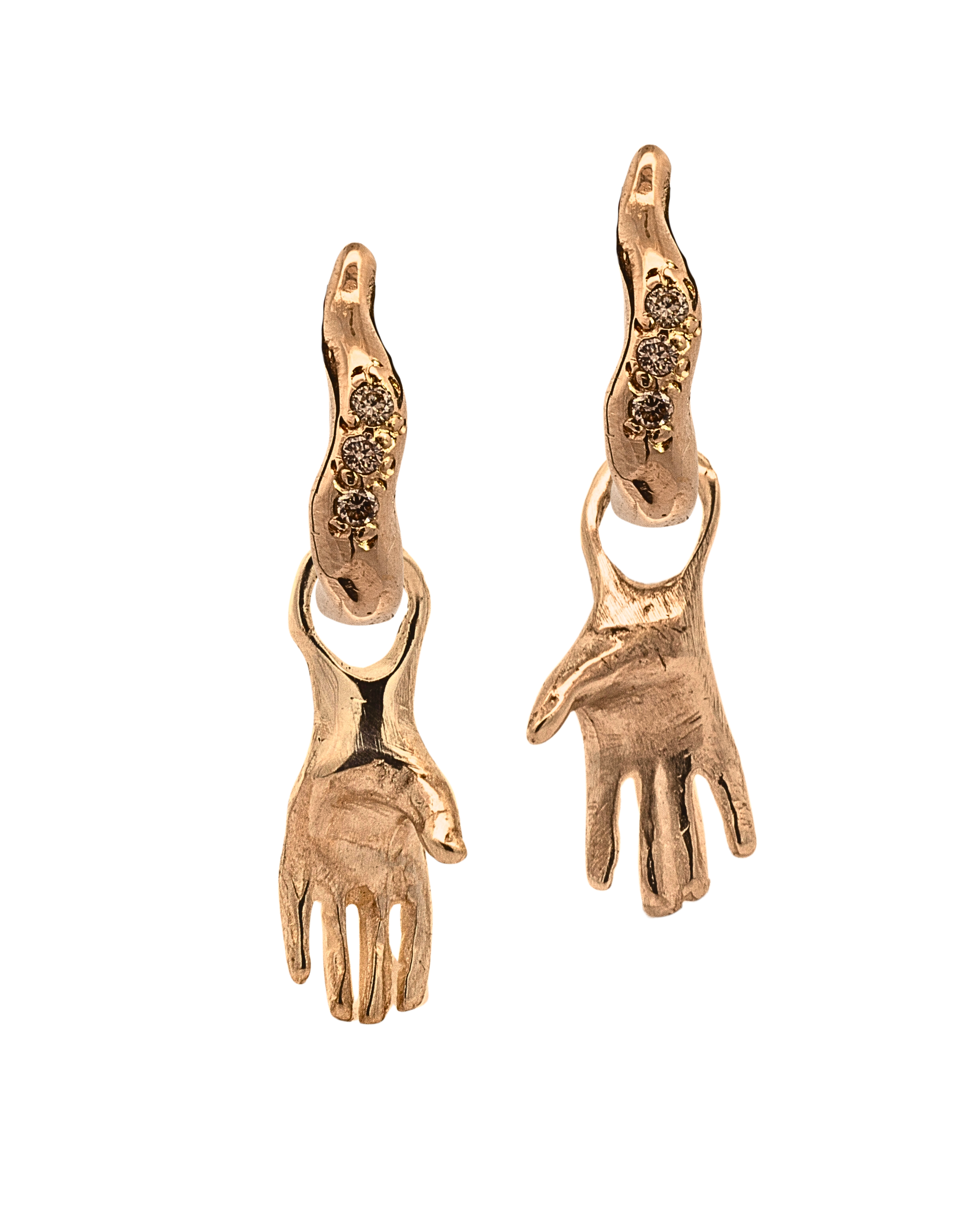 Side view of Mini Holding Hoop Charm highlighting hand-carved details