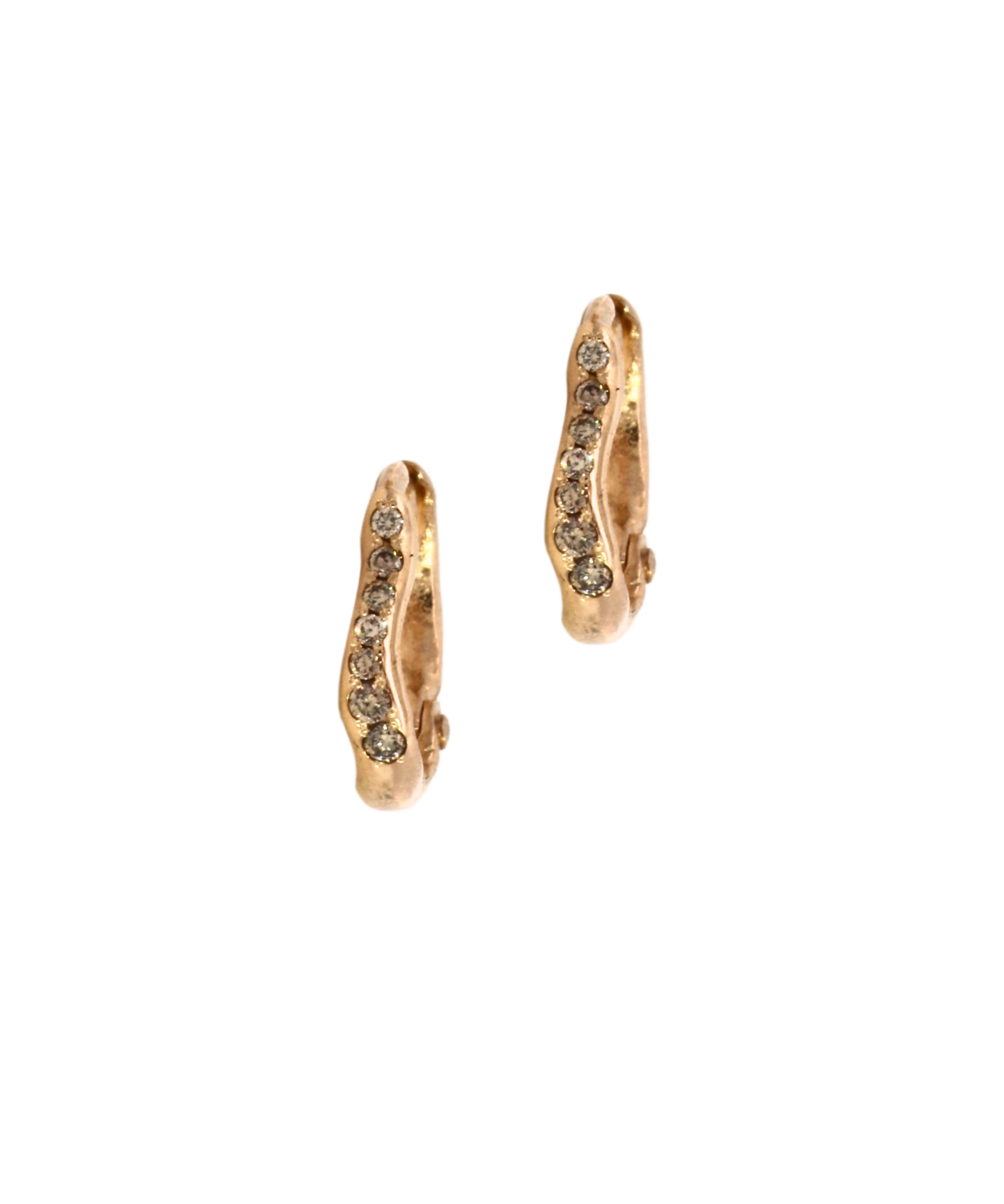 TILDA MINI Diamond Huggie Hoop Earrings in 14K Fairmined gold with diamond, lost wax cast