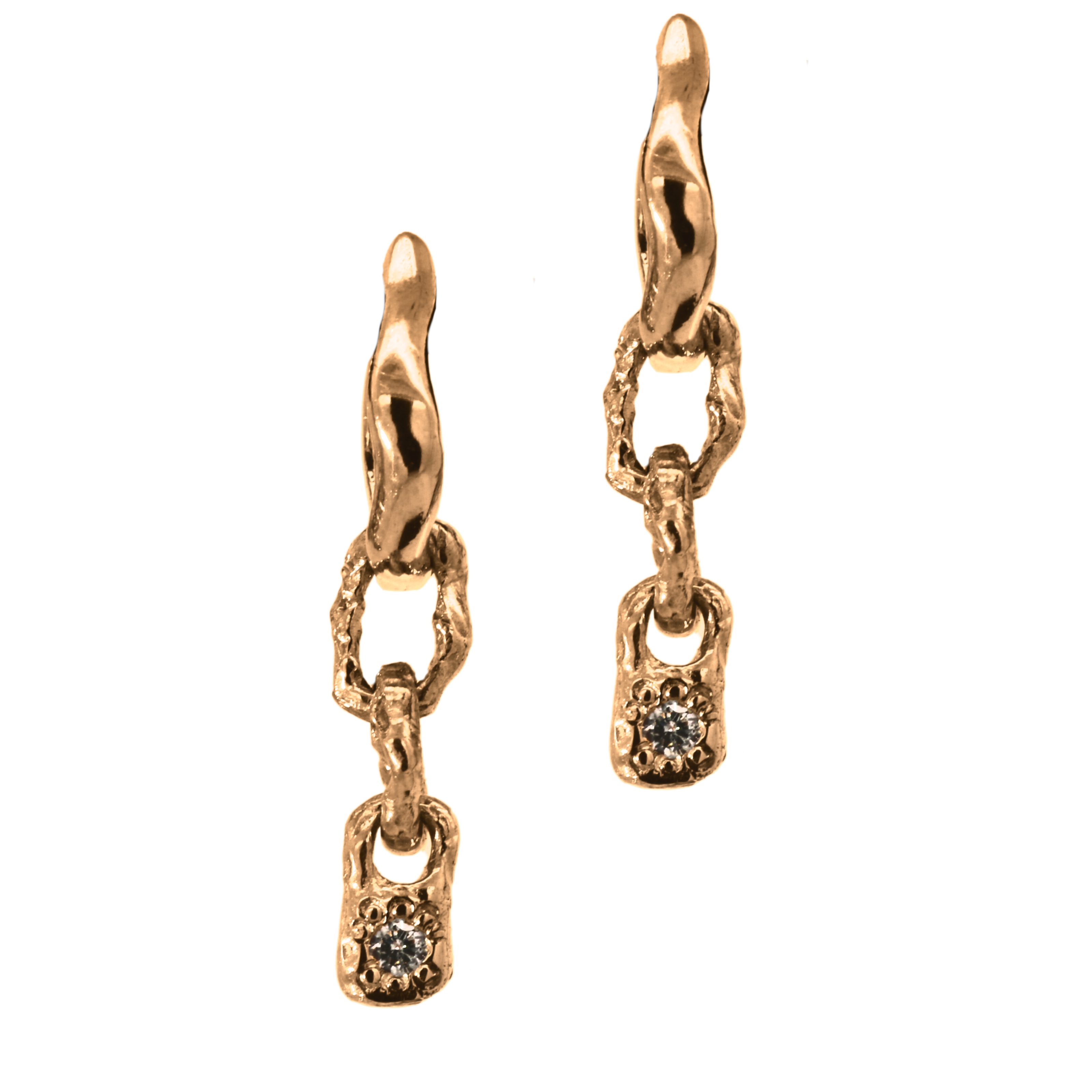 TILDA MINI Huggie Hoops with BB Link Drops in 14K Yellow Fairmined Gold