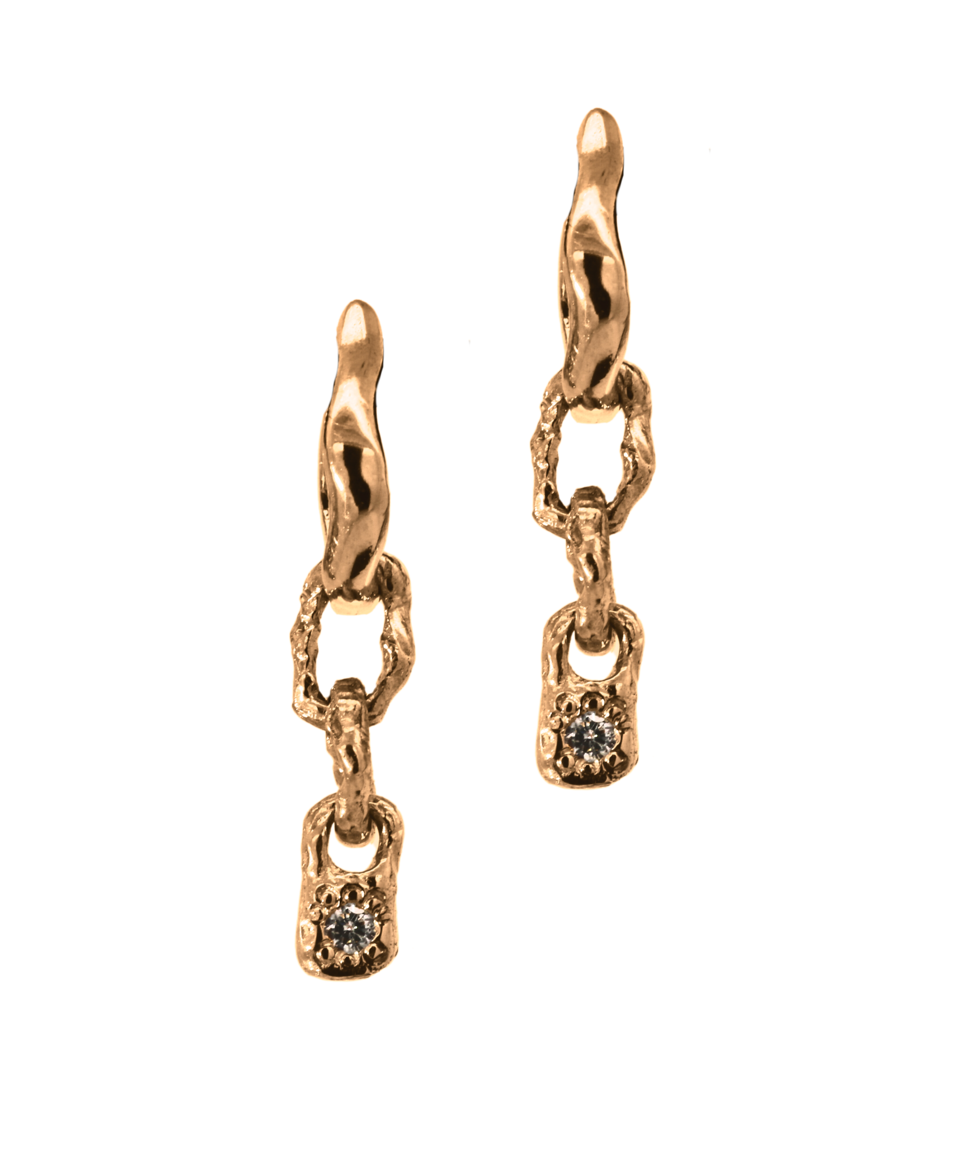 TILDA MINI Huggie Hoops with BB Link Drops in 14K Yellow Fairmined Gold