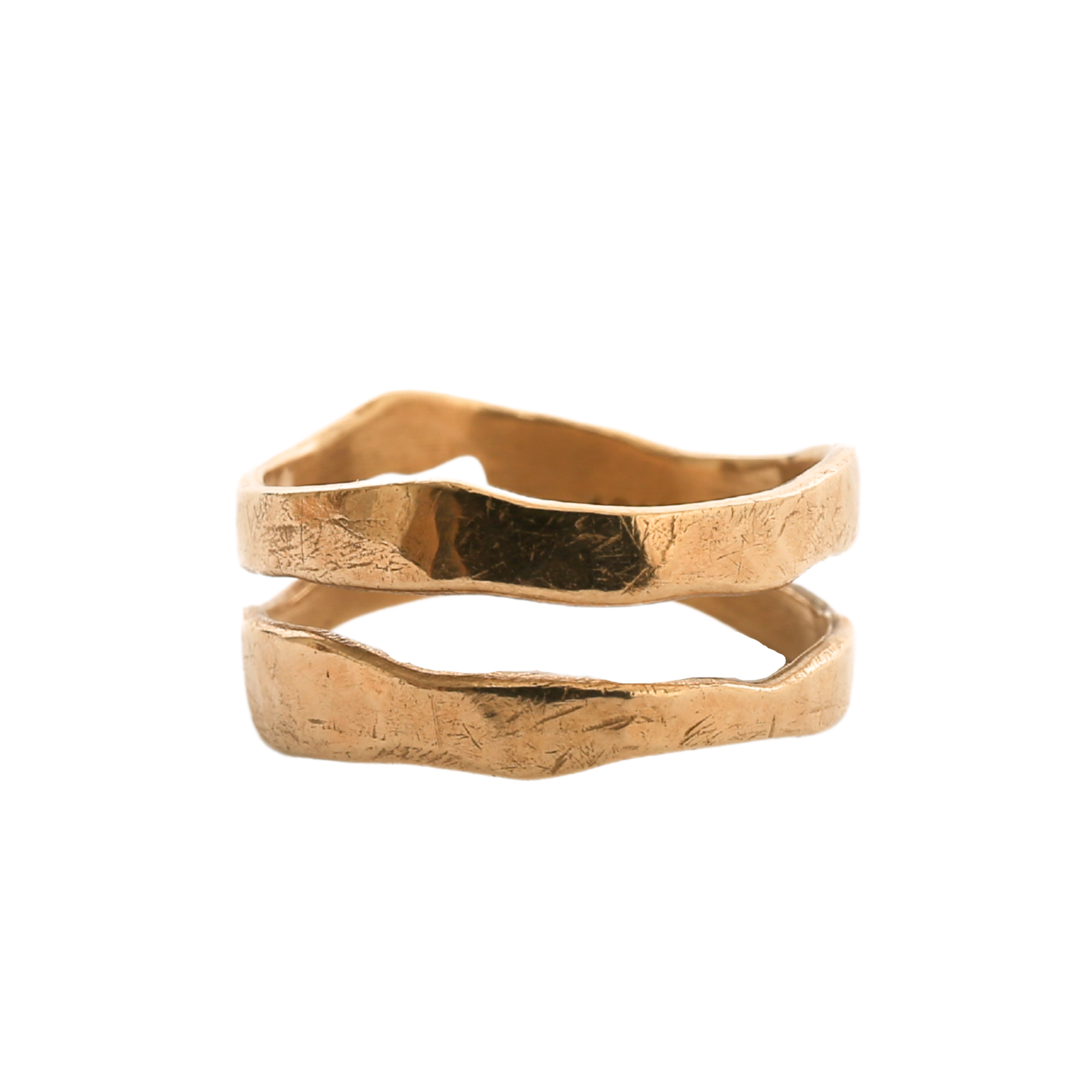 TWO RIVERS Narrow Band Ring in Fairmined Gold with Wavy Edges