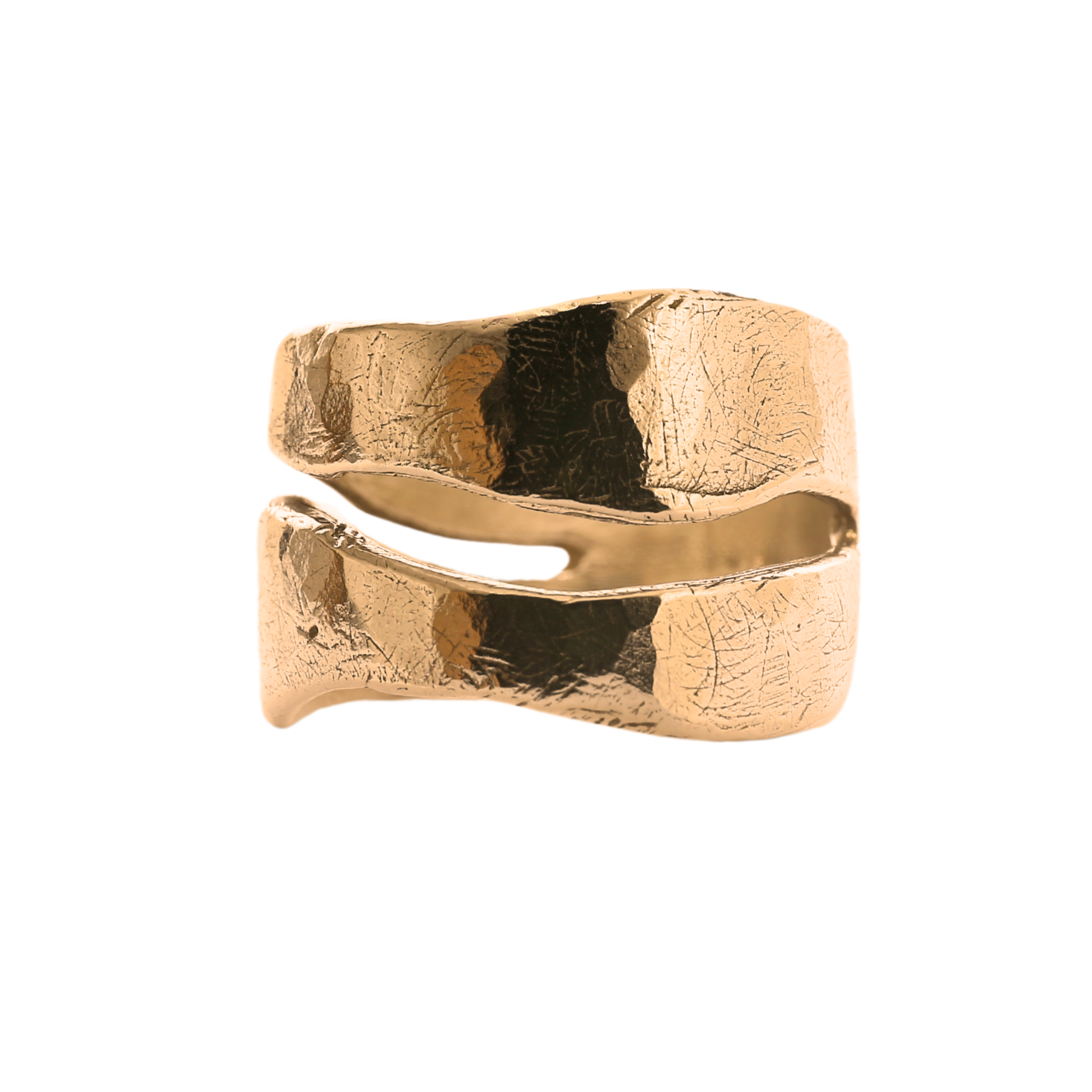 TWO RIVERS Wide Band Ring in Fairmined Gold with Wavy Edges