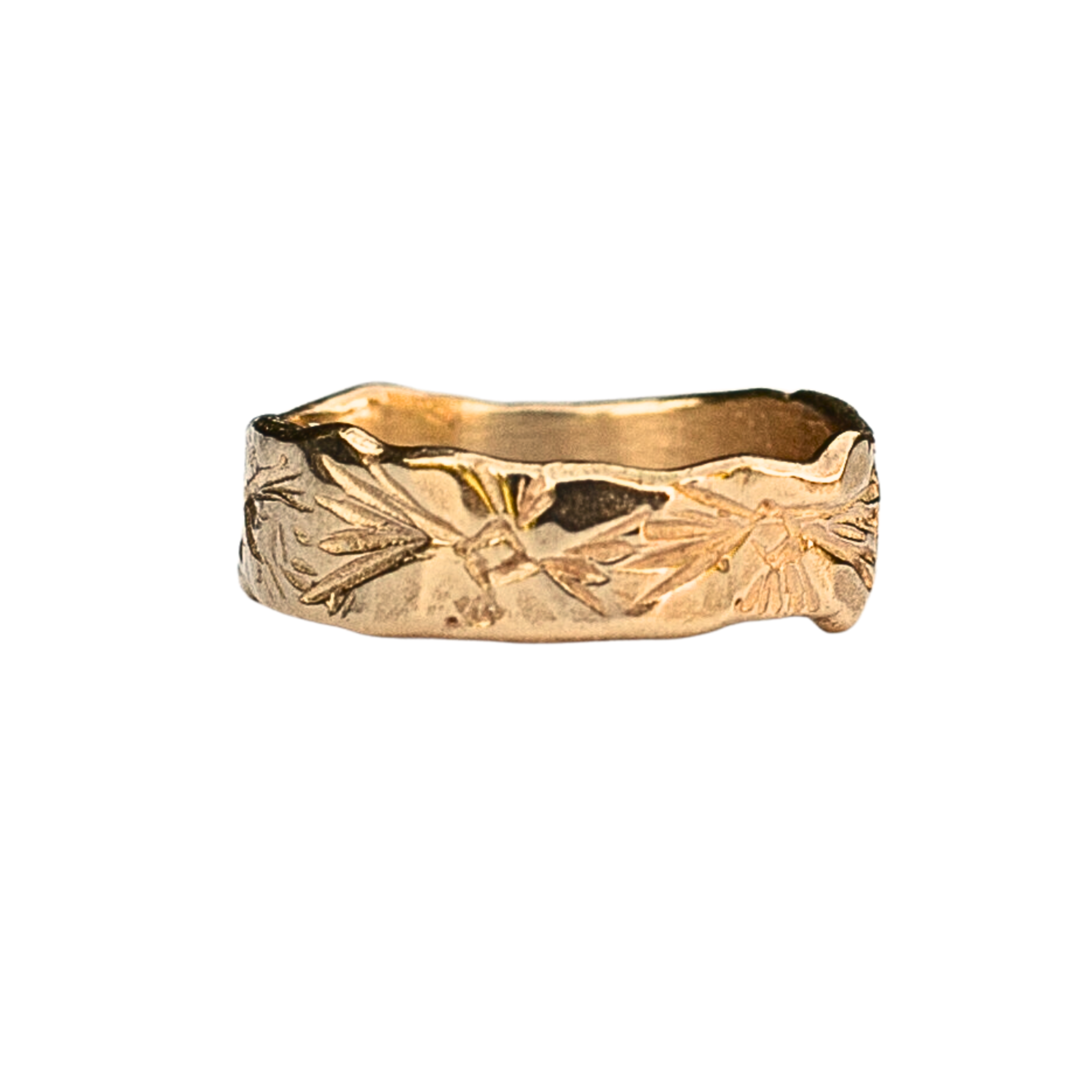 WESTERN FLORAL Band Ring in Fairmined Gold with Floral Texture