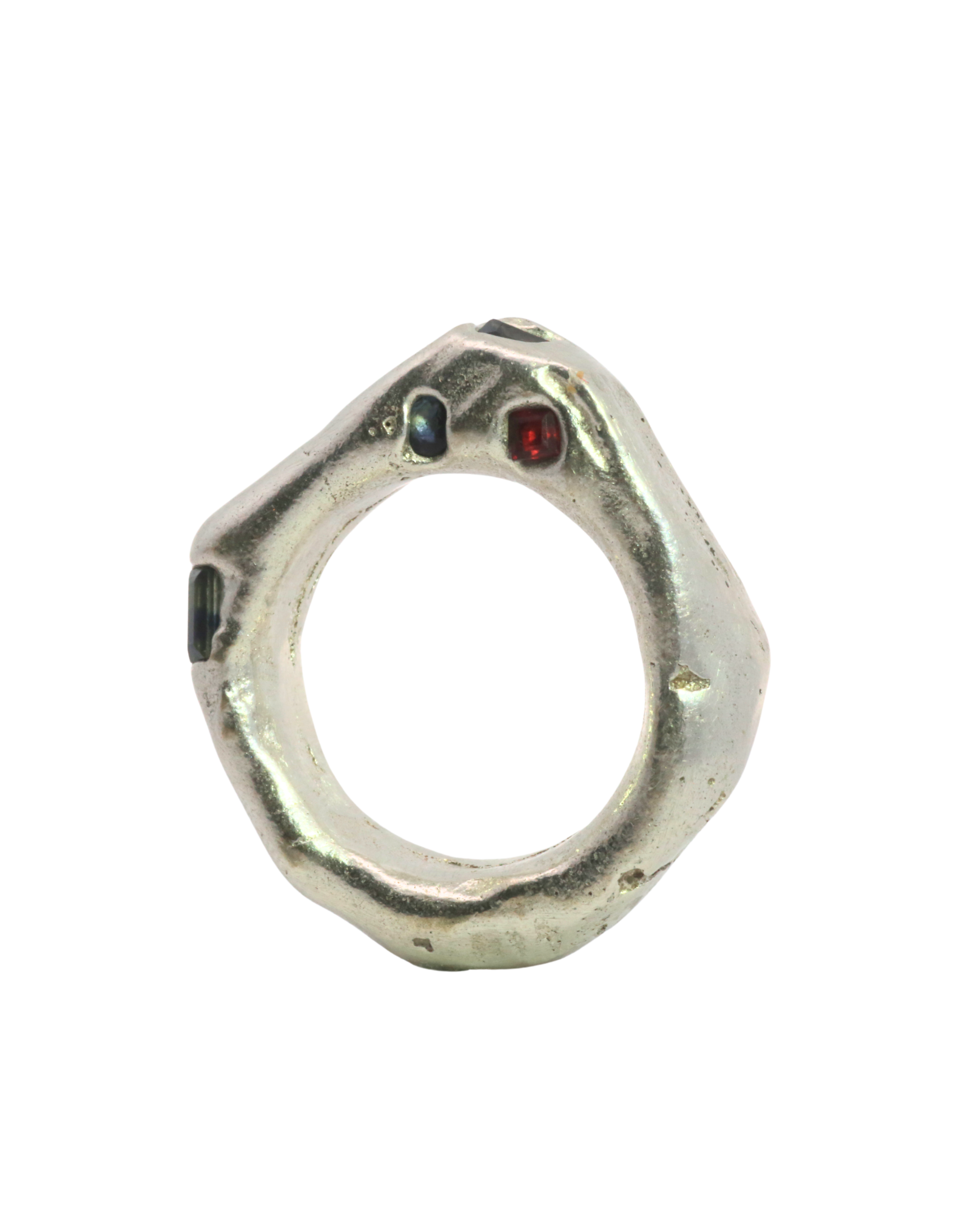 WILDER Ring texture close-up showing sand cast detail, recycled sterling silver