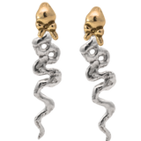 Snake + Bow Earrings - Mixed Sterling Silver + 14K Gold