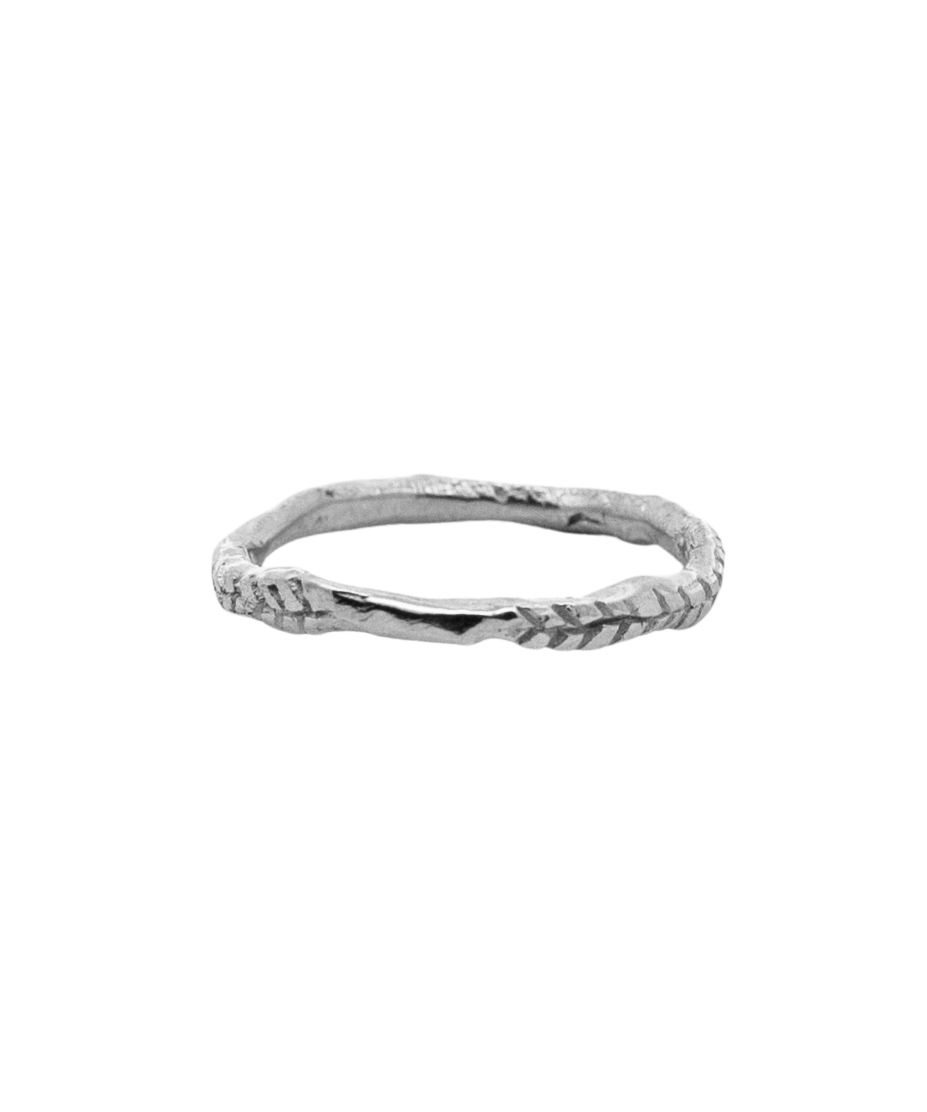 CROOKED FERN Ring in recycled sterling silver, lost wax cast
