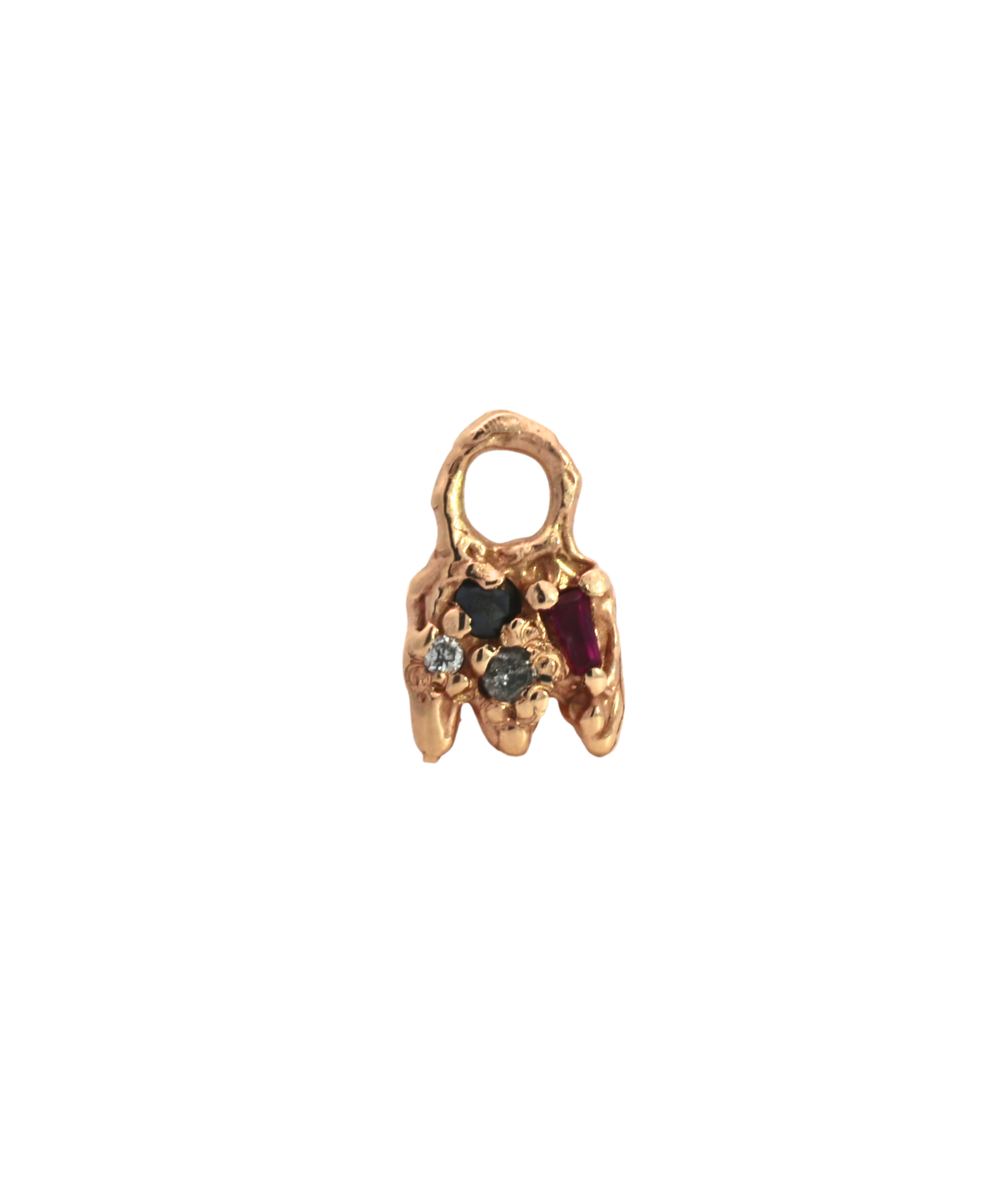 Crown Hoop Charm Single in 14K Fairmined gold, lost wax cast