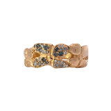 ERNA Wide Band Floral Ring - 14K Gold + Diamond Pavé