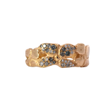 ERNA Wide Band Floral Ring - 14K Gold + Diamond Pavé