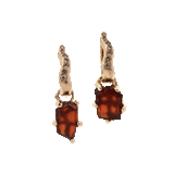 No.91 OOAK Hoop Charm Pair - Hessonite Garnet + 14K Gold