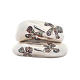 OOAK GLENR Dome Ring Stack - Sterling Silver + Rainbow Pavé