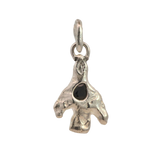 BIRD Pendant in recycled sterling silver with sapphire, sand cast