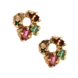 HIBI FÊTE Flower Hoop Charms for Tilda Hoop Earrings in 14K Fairmined gold with sapphire and ruby, lost wax cast