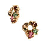 HIBI FÊTE Flower Hoop Charms for Tilda Hoop Earrings worn on ear, 14K Fairmined gold