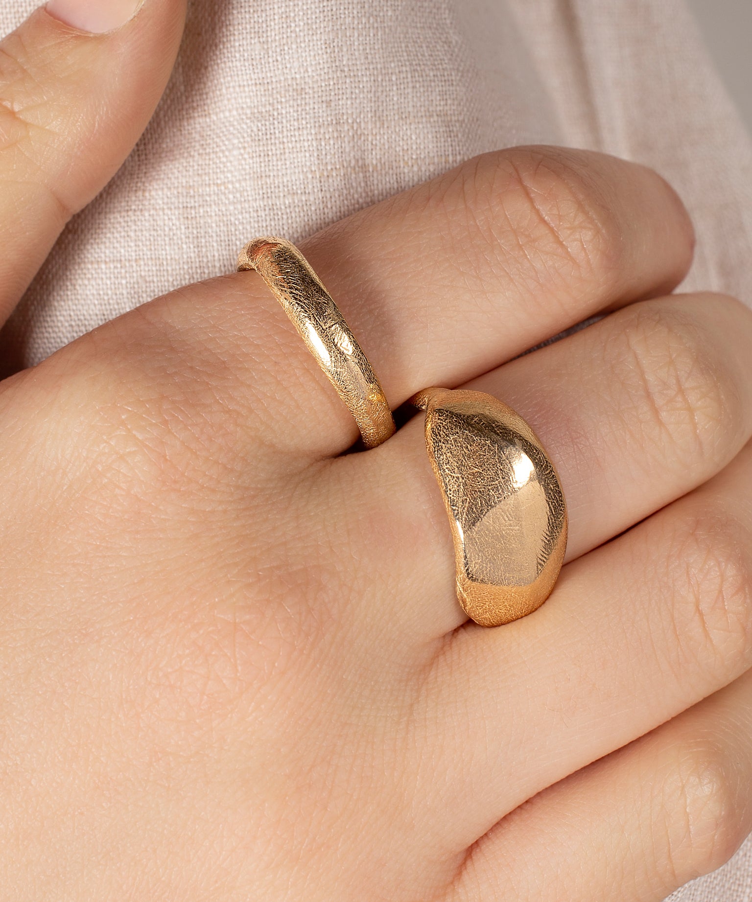 HILDE Low Dome Ring texture close-up showing lost wax cast detail