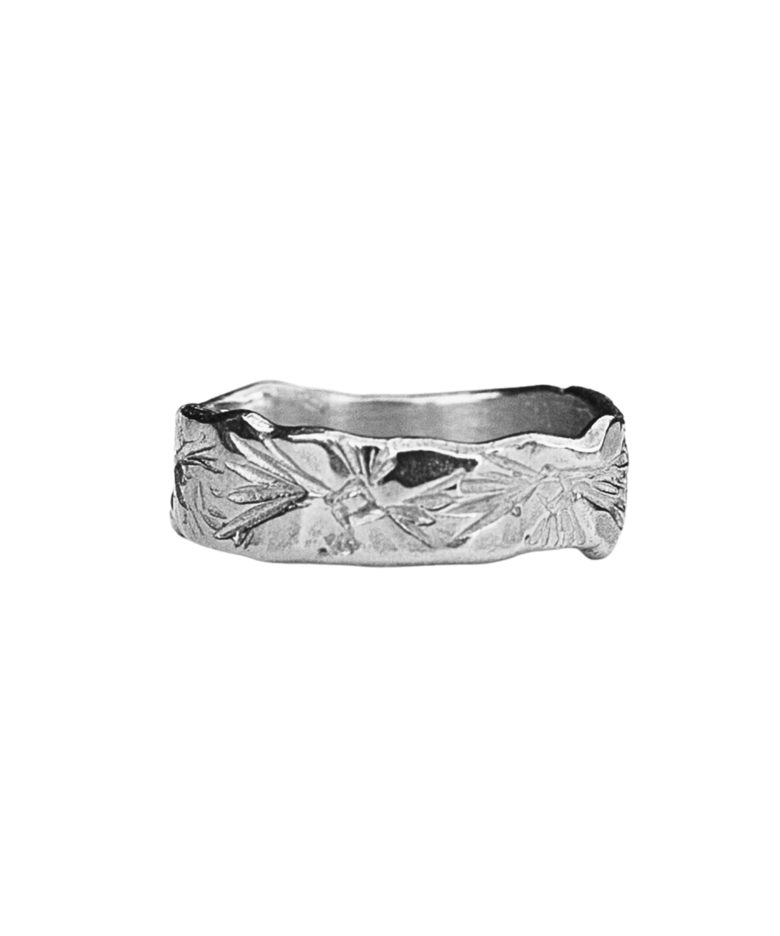 WESTERN FLORAL Band Ring in recycled sterling silver, lost wax cast