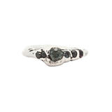 RAVEN Ring No. 092602 - Sterling Silver, Sapphires, Black Diamonds, Diamond - Size 5.5
