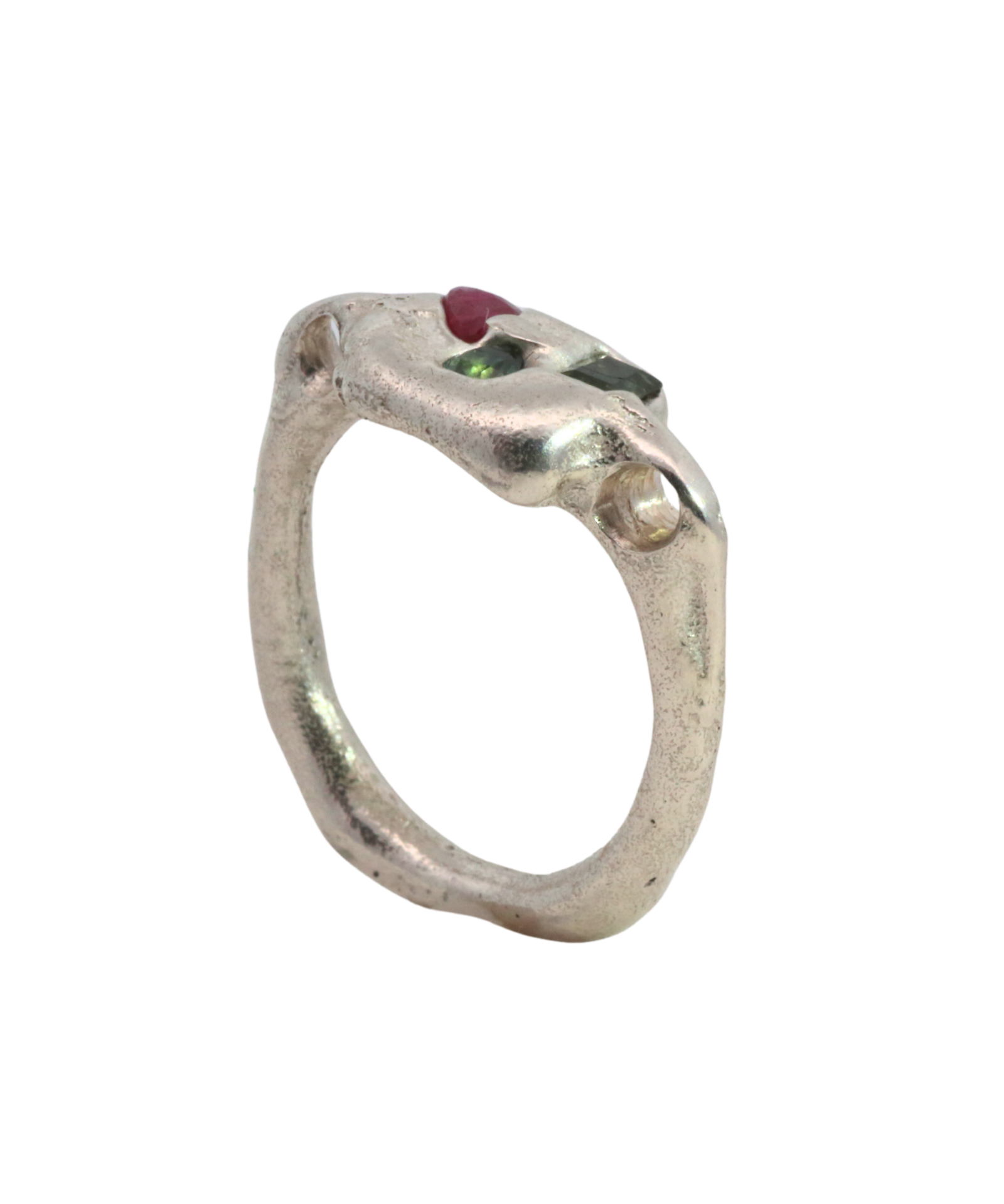 SEB Pinky Ring worn on hand, recycled sterling silver