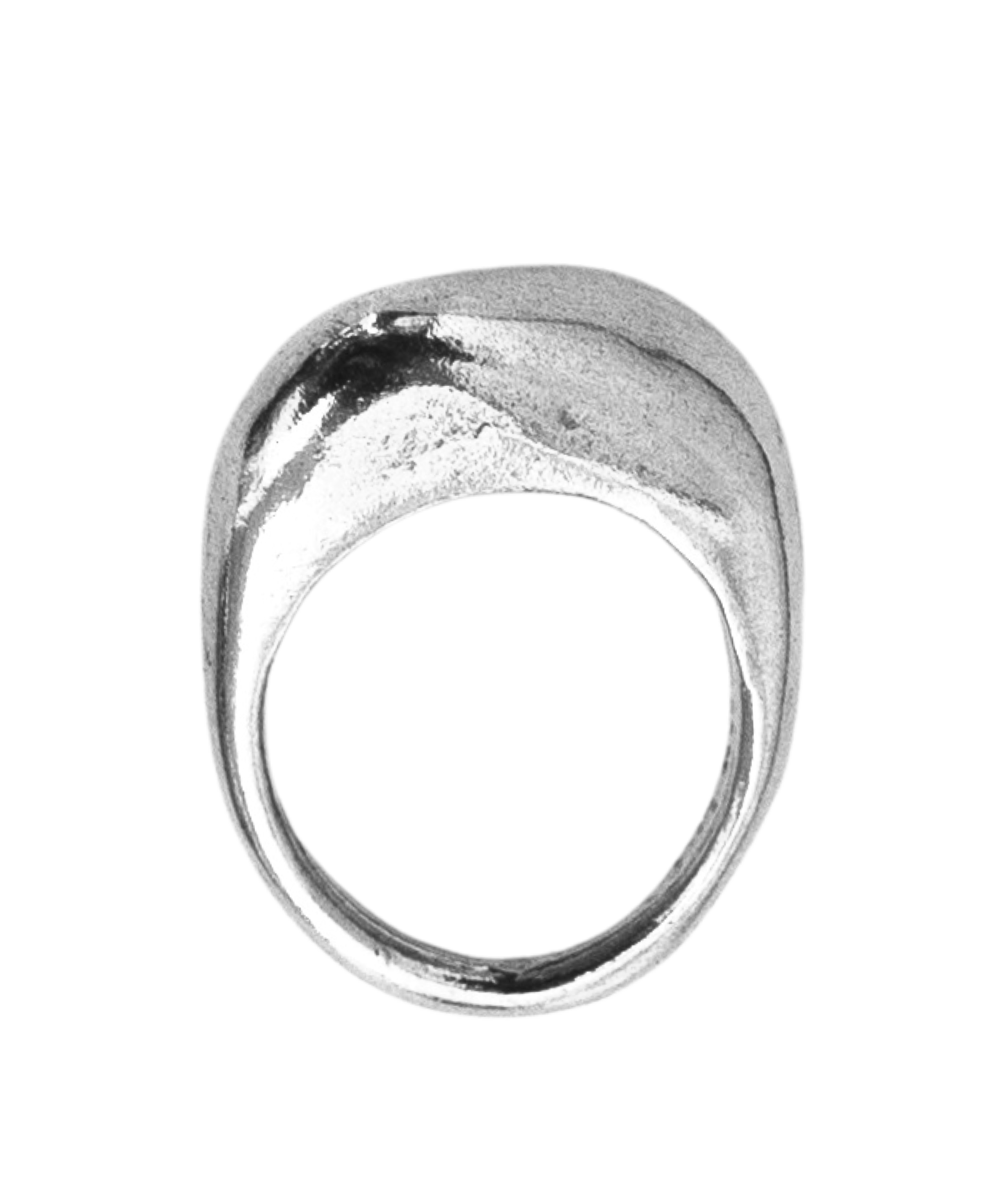 GLENR Square Dome Ring scale view, recycled sterling silver