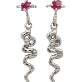 SNAKE Earrings - Sterling Silver + Pink Spinel