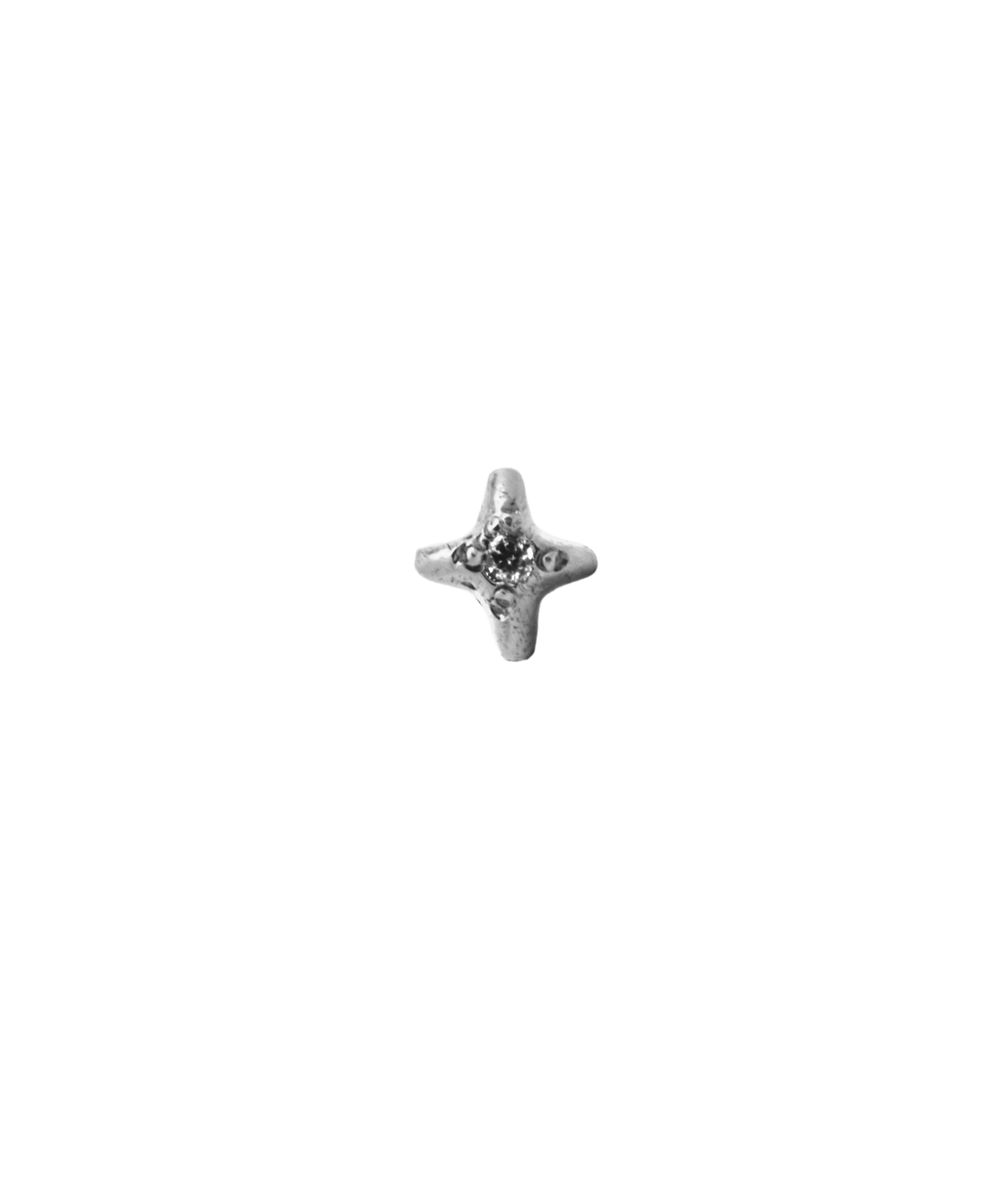 Star Stud Earring in recycled sterling silver with champagne diamond, lost wax cast