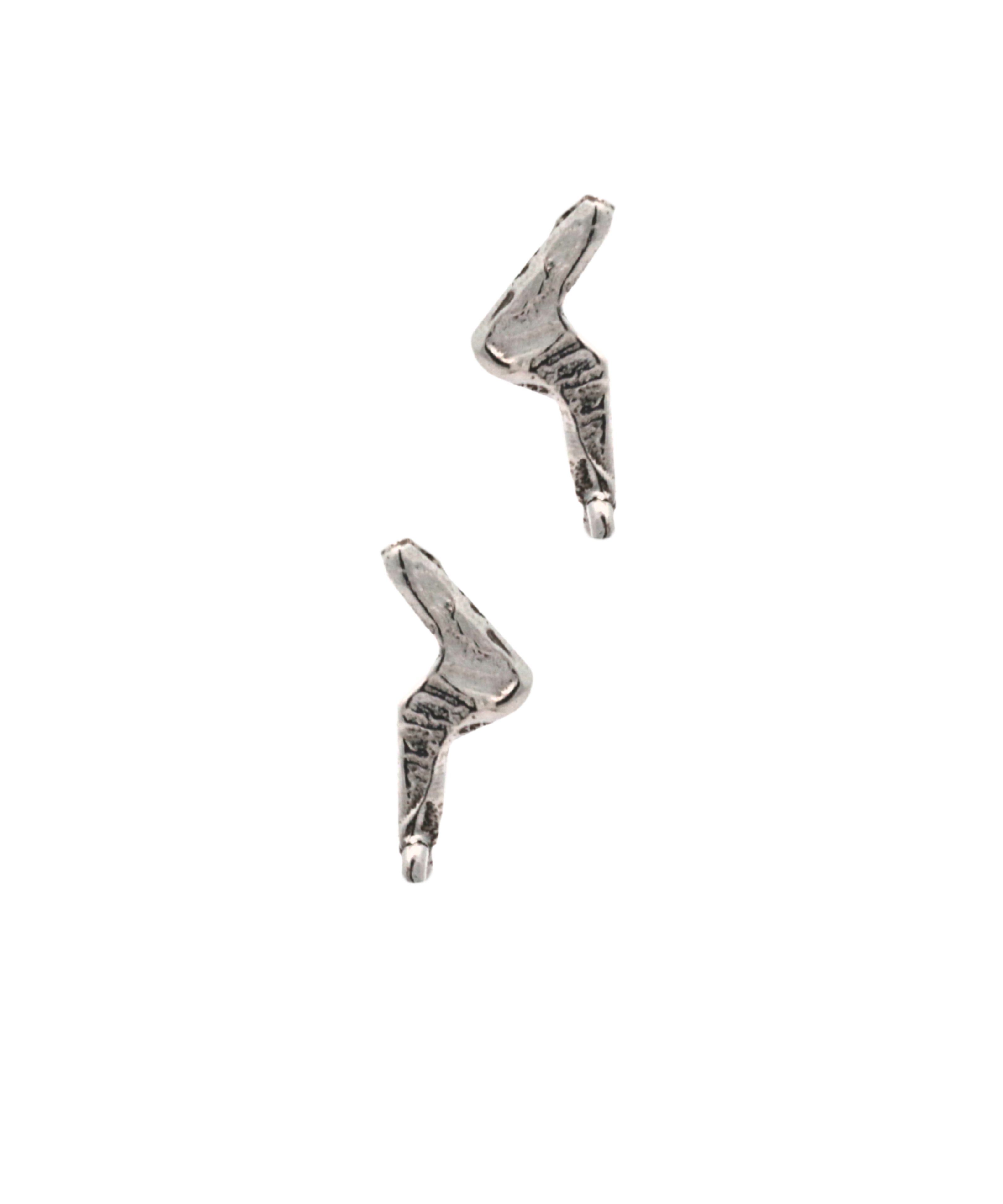 Lightning Stud Earring Single worn on ear, recycled sterling silver