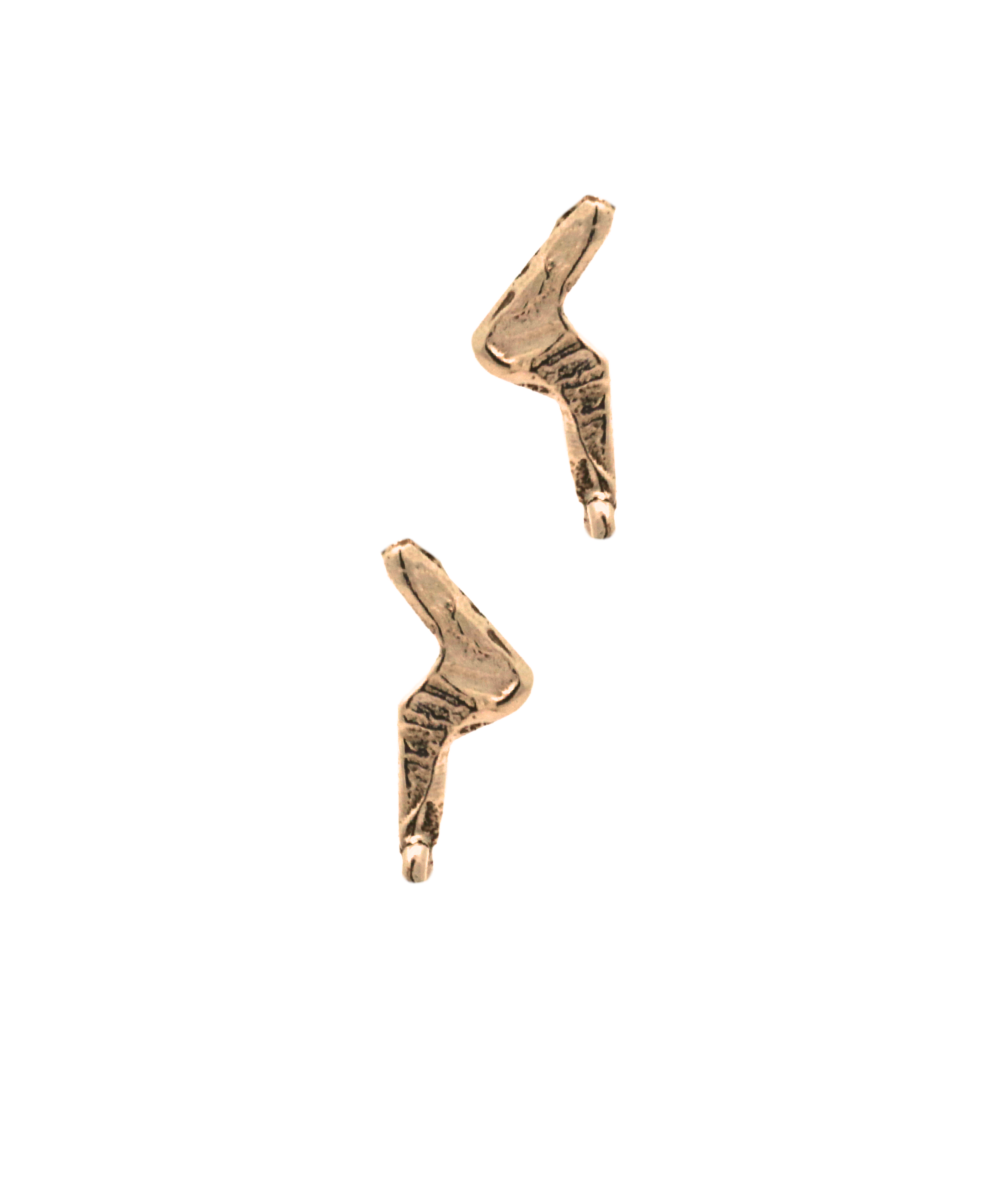Lightning Stud Earring Single worn on ear, 14K Fairmined gold