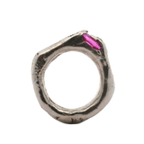 WILDER Ring - Sapphire + Raw Diamond - Sterling Silver