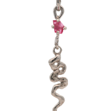 Snake Pendant Charm  - Sterling Silver + Pink Spinel